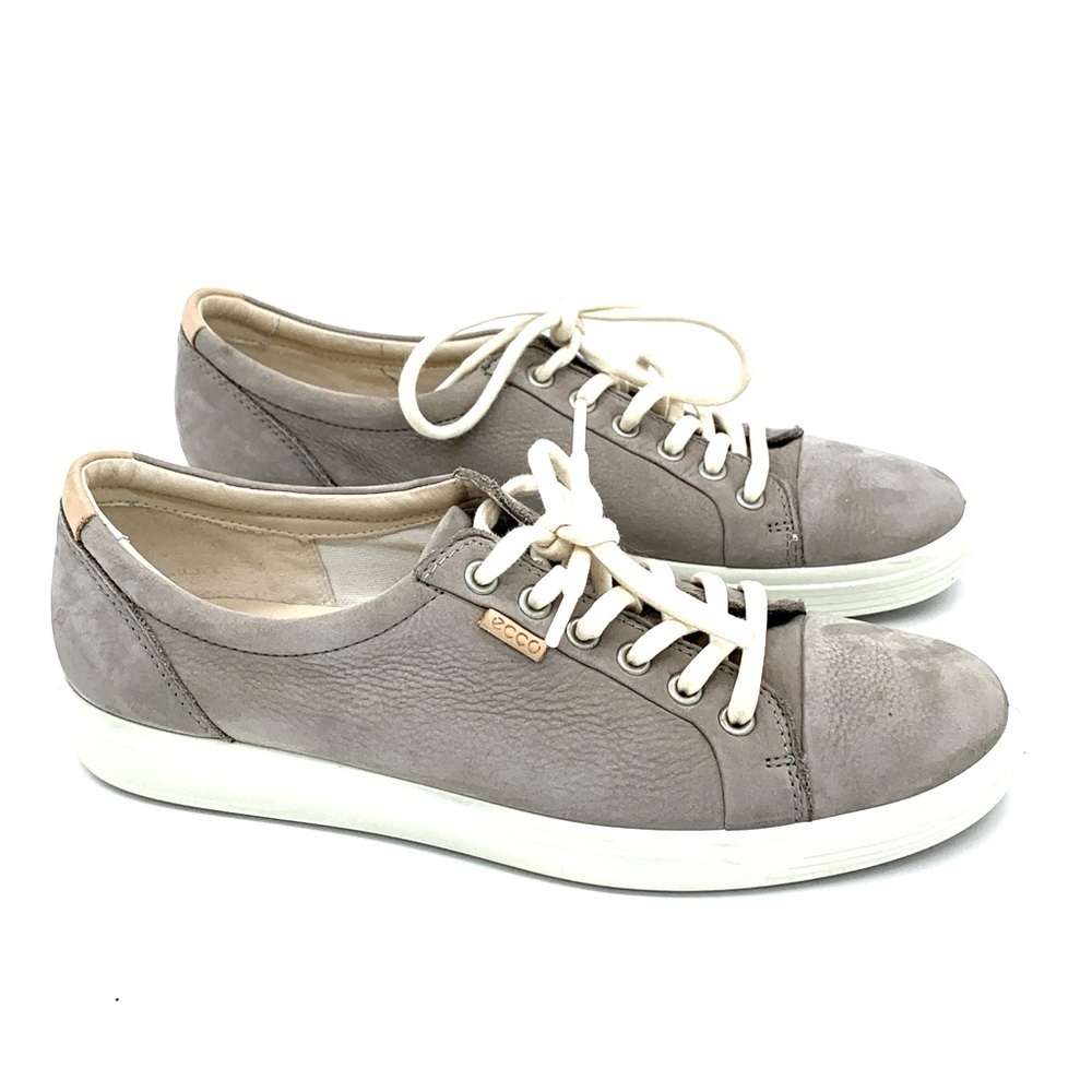 Ecco Soft Gray Nubuck Leather Sneakers Size EU 41 US 10-10.5
